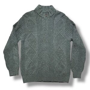 Jos A Bank 1/4 Zip Sweater 80% Wool 20%‎ Nylon Pullover Brown Mens Size XL